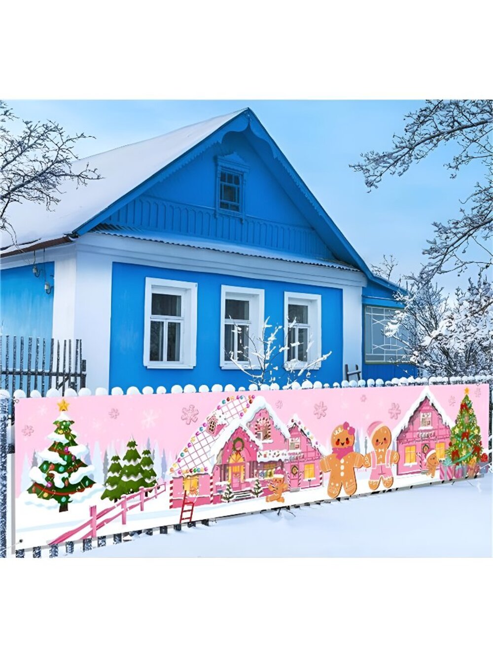 Gingerbread Christmas Yard Sign Banner Decoration,Pink Merry Christmas Supplies